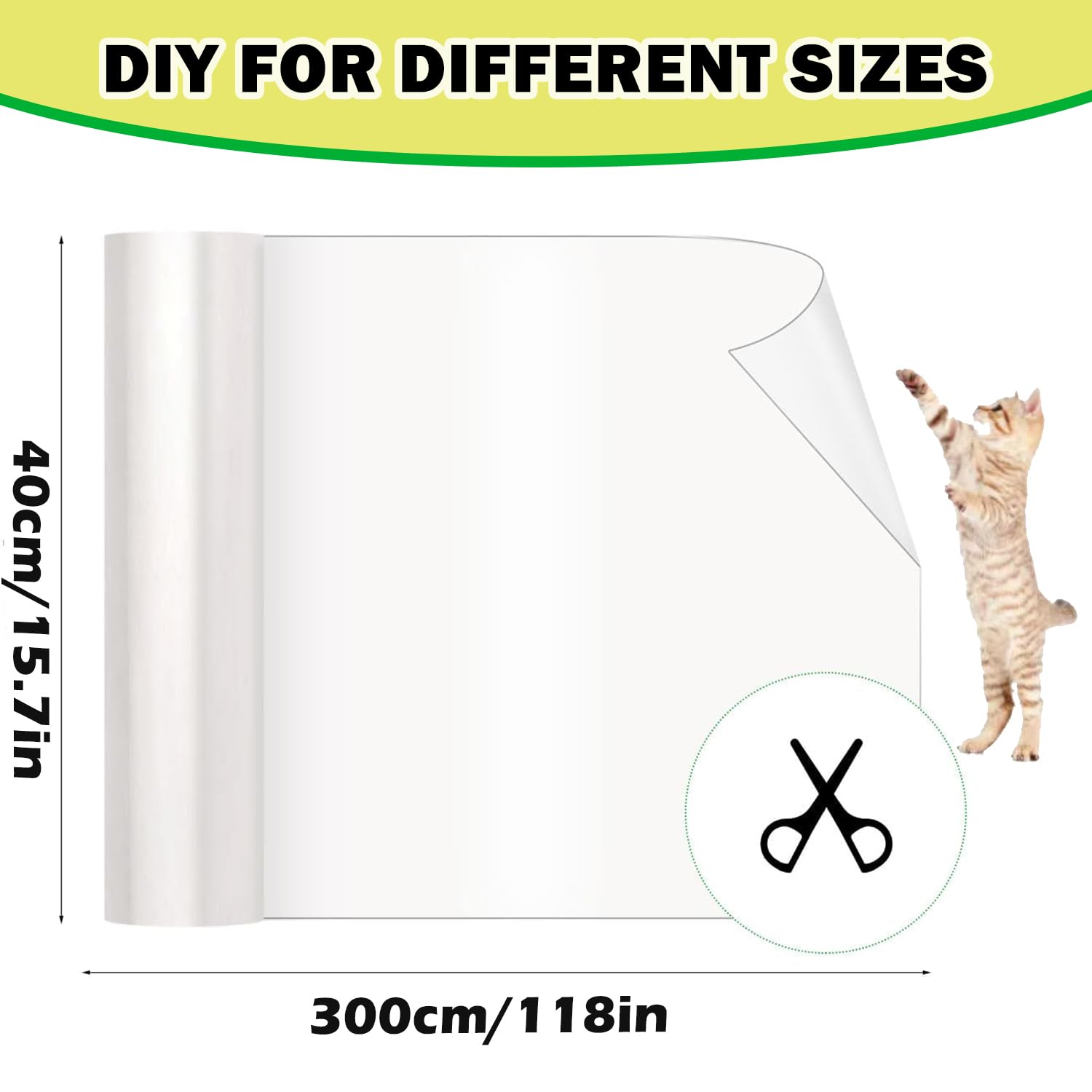 Cat Scratch Protector 15.7" x 118" Self-Adhesive Single Side Furniture Protectors from Cats Scratch Cat Couch Scratch Protector Transparent DIY Cutting Anti Scratch Furniture