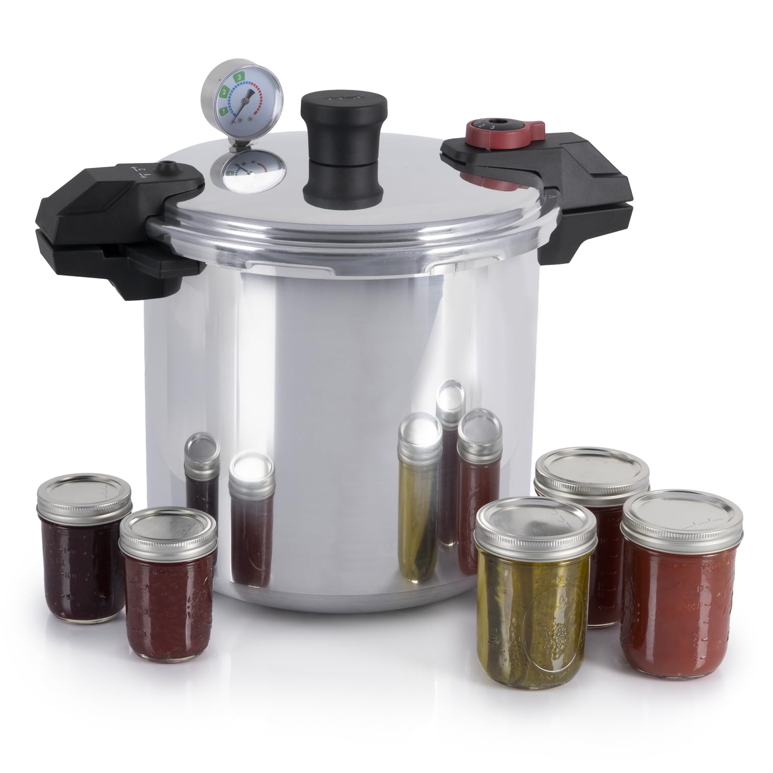 T-fal 22-Quart Aluminum Pressure Canner, 3 PSI Settings, Includes Racks & Guide, Large Capacity, Pressure & Water Bath for Vegetables, Meats, Seafood & Fruits, Silver T-Fal