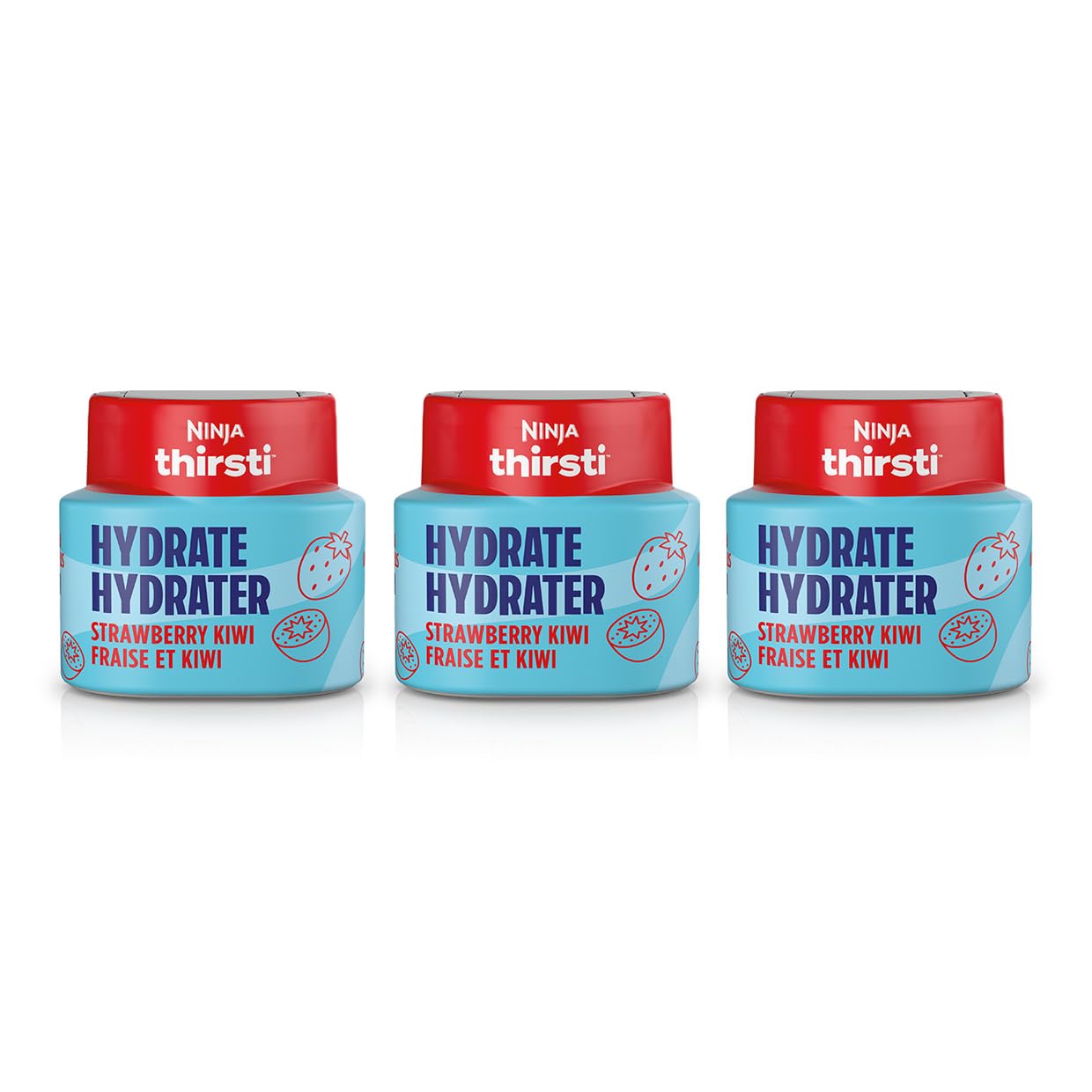 Ninja Thirsti HYDRATE Strawberry Kiwi Flavoured Water Drops with electrolytes and contain 0 calories*, 0 sugar* (*per 12oz classic serving). . Turn water into refreshing fruit-flavoured sparkling or still drinks with Ninja Thirsti Hydrate Flavoured Water Ninja