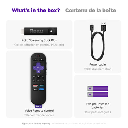 Roku® Streaming Stick™ Plus 2025 – 4K and HDR Roku Streaming Device for TV with Voice Remote – Free and Live TV