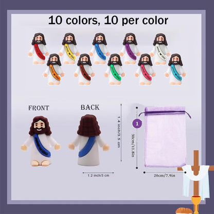 100 Pack Little Jesus Figures, Mini Jesus Figurines in Bulk, Love You for Easter Egg Filling Little Tiny Figures for Church Christmas Party Favors Baptism Gifts (Mix Color 10) 🍁 All In One Marketplace Canada
