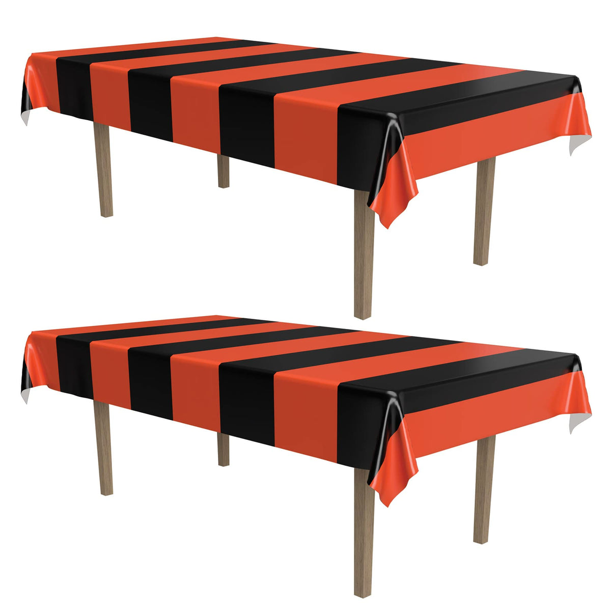 Nappes à rayures orange et noires Beistle, 54 po x 108 po, nappe en plastique, nappe rectangulaire, nappe de fête, nappe en plastique d'Halloween, décorations d'Halloween, orange/noir, 2 pièces