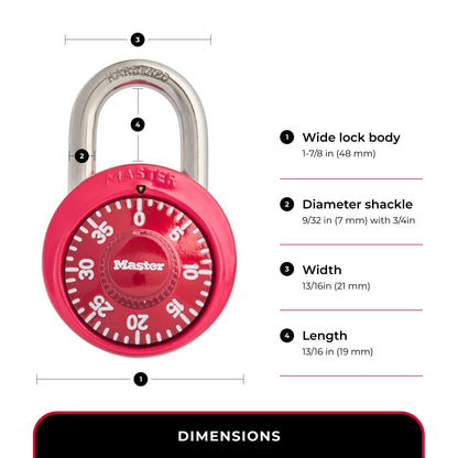 Master Lock 1530T Combination Padlock, Bright Metallic, 2-Pack