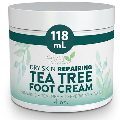 Eva Naturals Tea Tree Foot Cream with Aloe, Sunflower & Peppermint, 120 ml 🍁 All In One Marketplace Canada