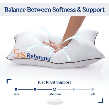 JOLLYVOGUE Pillows Standard Size 2 Pack for Sleeping, Soft and Supportive Bed Pillow for Side and Back Sleepers, Down Alternative Hotel Collection Pillows Set of 2