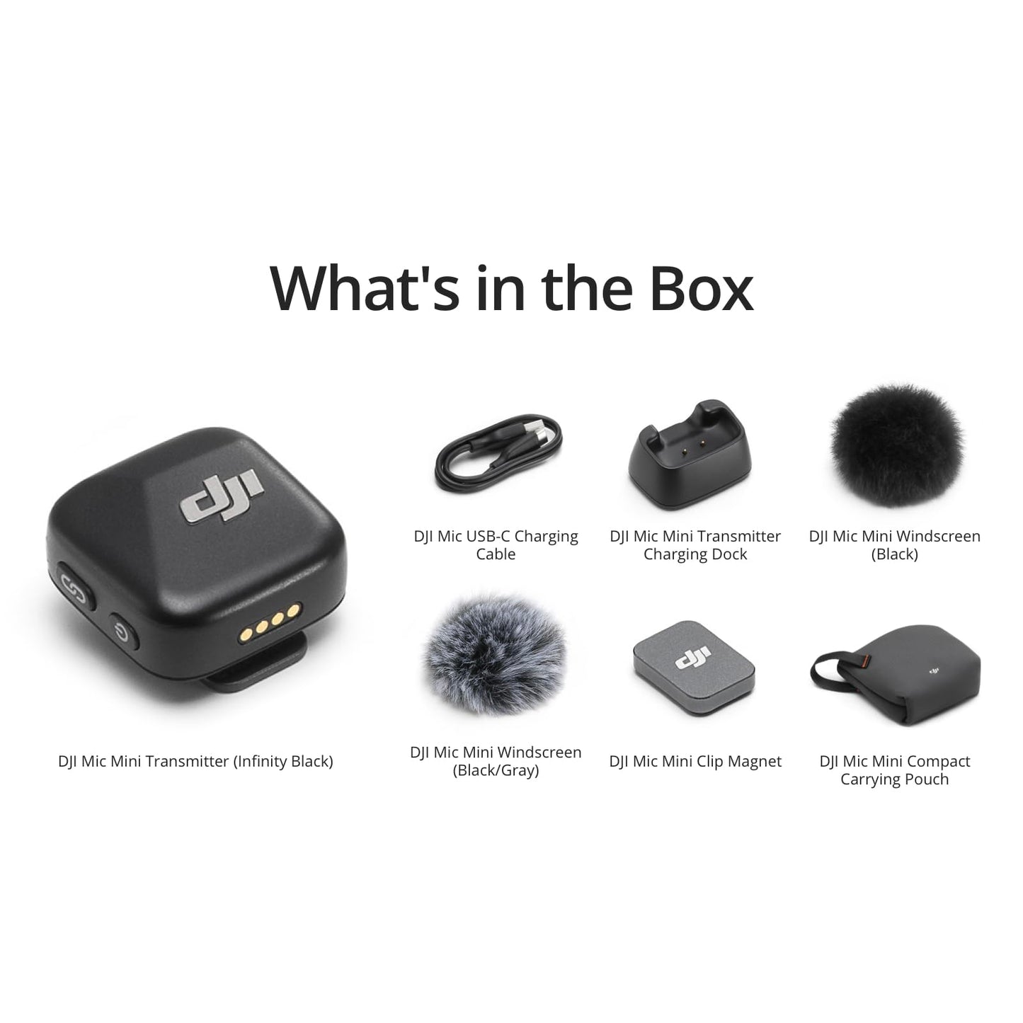 Émetteur DJI Mic Mini (Noir infini), Ultraléger, Microphone cravate sans fil pour DJI Action 5 Pro/Osmo Pocket 3, Suppression du bruit, Microphone sans fil pour appareil photo/iPhone/Android, Vlogging, Diffusion en continu