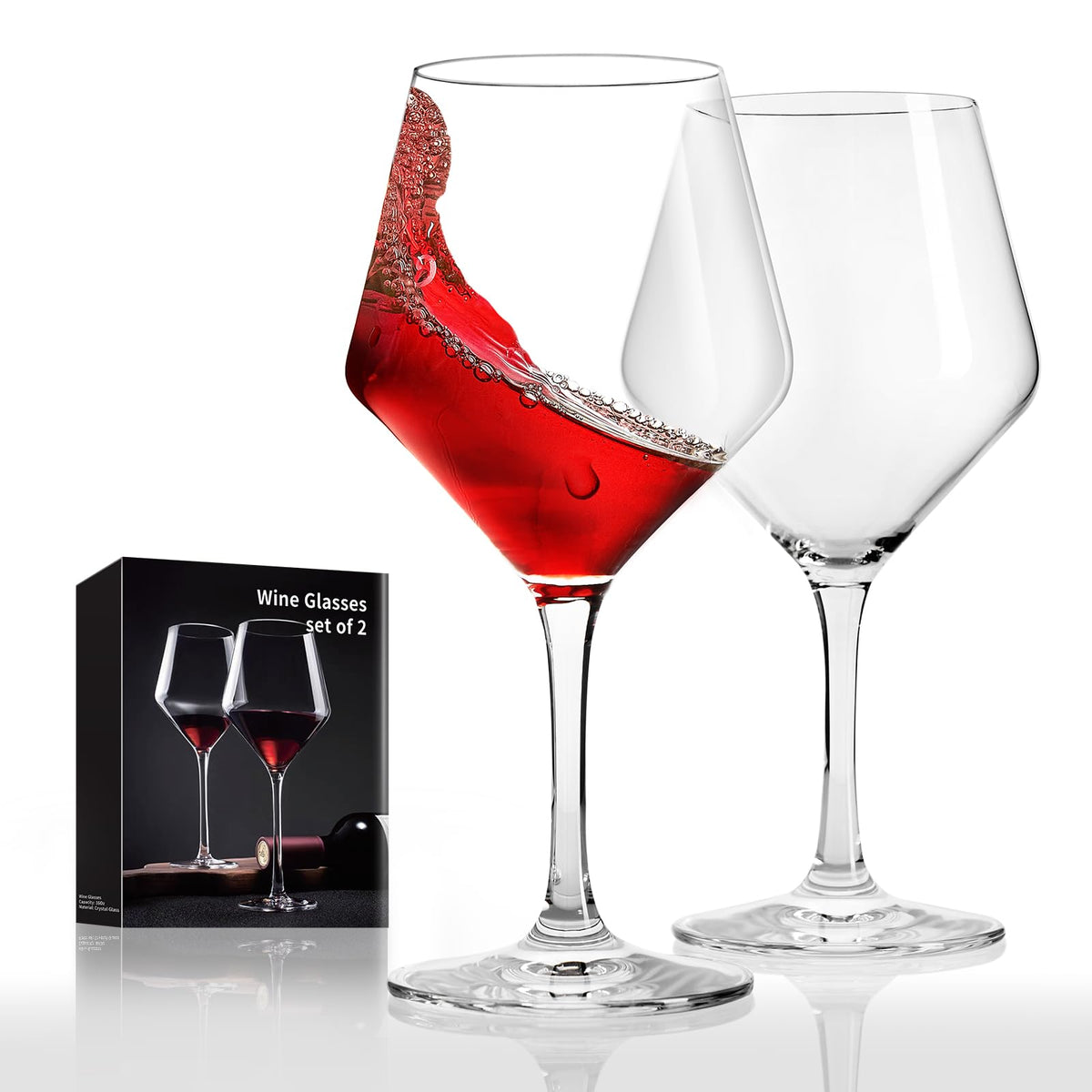 FrutPunch Hand-Blown Crystal Wine Glasses Set of 2, 16OZ, Long Stem Glasses for Red and White Wine, Christmas and Wedding Gifts 🍁 All In One Marketplace Canada