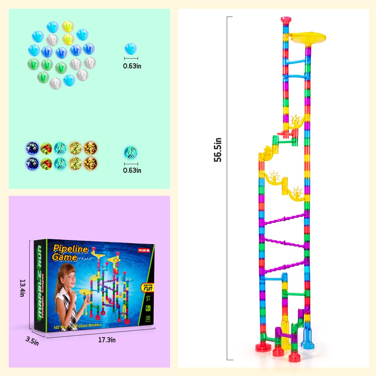 Meland Marble Run with Construction Set & Glow Marbles, STEM Toy for Kids 🍁 All In One Marketplace Canada