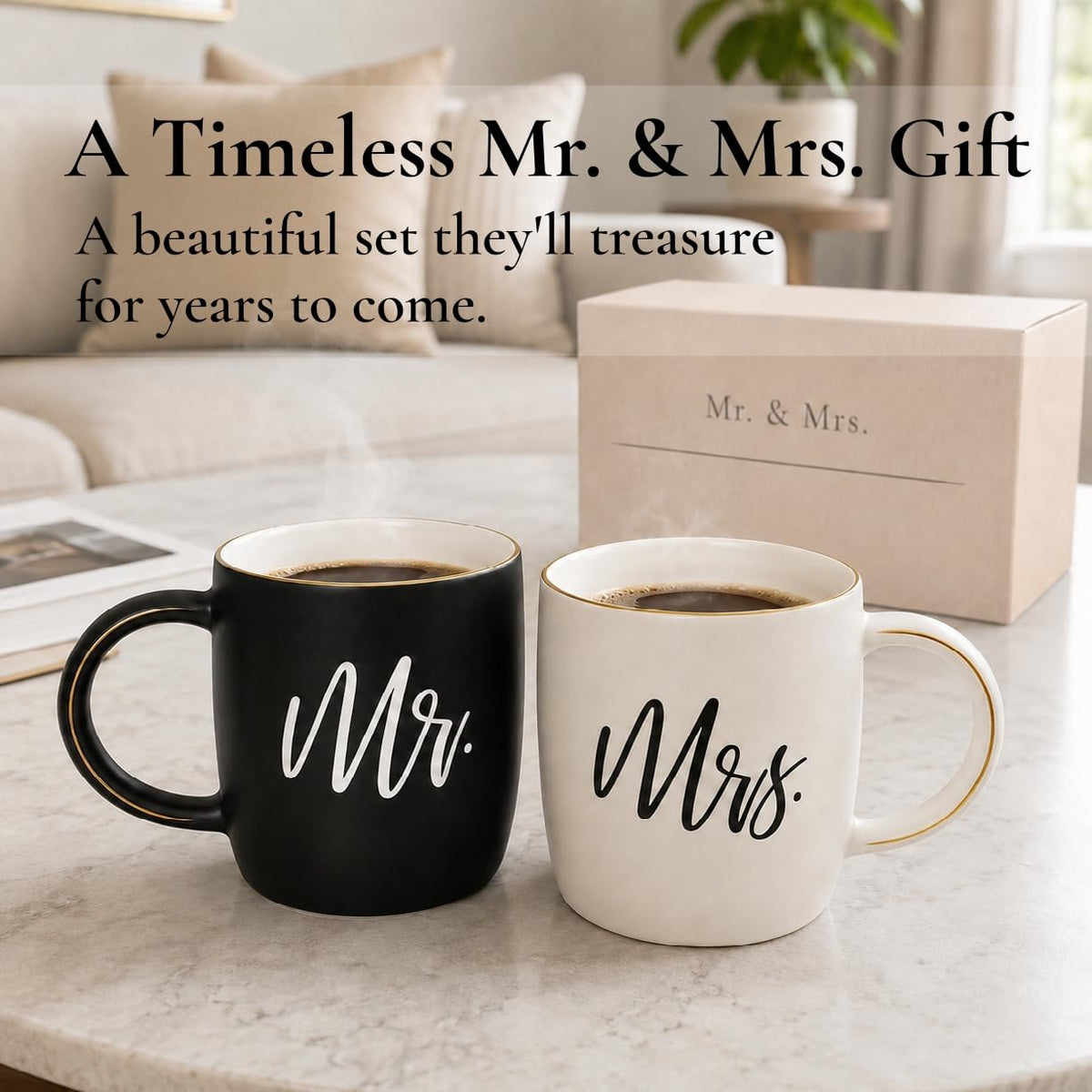 Triple Gifffted Mr and Mrs Coffee Mugs Couples Gift Set, 380 ml Ceramic 🍁 All In One Marketplace Canada