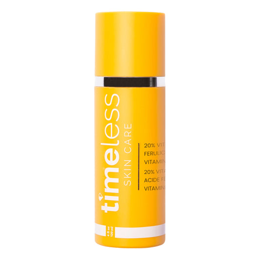 Timeless Skin Care Vitamin C Serum with Vitamin E & Ferulic Acid - 20% Vitamin C Brightening Serum - FaceSerum for Oily & Dry Skin - Fragrance-FreeSerum for Skin Care - 4 oz