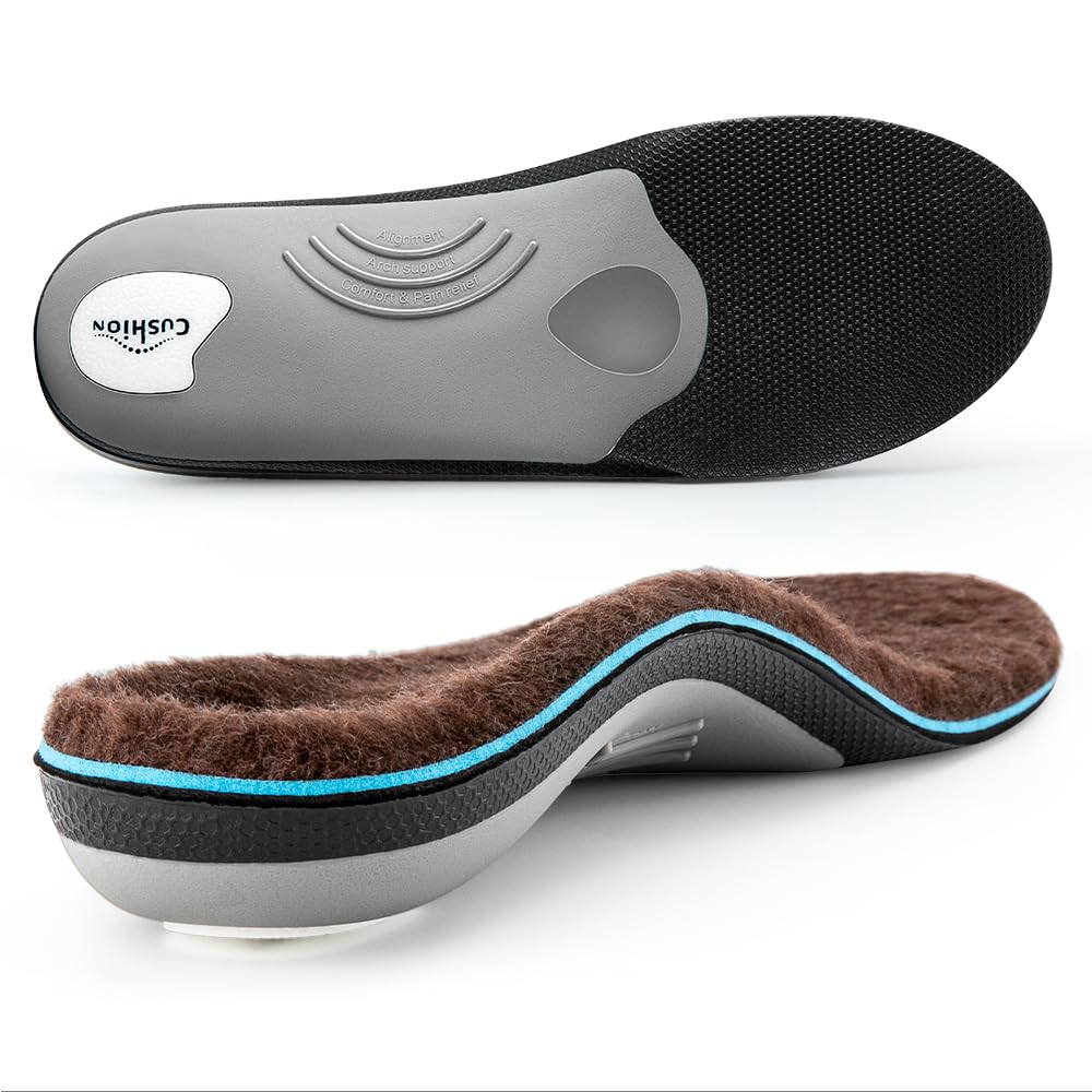 VALSOLE winter thermal wool insoles,Heavy Duty Support Pain Relief Orthotics Plantar Fasciitis High Arch Support Insoles,for Men Women Work Boot Shoe Insole warm insoles (MEN 10-10 1/2 | WOMEN 12-12 1/2--(286mm), Brown) 🍁 All In One Marketplace Canada