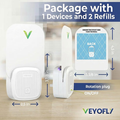 VEYOFLY Fruit Fly Traps for Indoors (1 Device + 2 Refills), Gnat Trap Indoor Plug in, Bug Traps, Flying Insect Trap, Gnat Traps for House Indoors, Fly Trap Indoor for Home Bug Light, Gnats Catcher