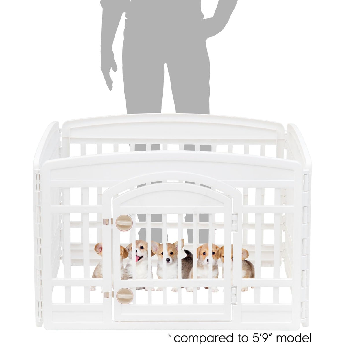 IRIS USA 24" Dog Playpen 4 Panel with Door, Indoor Outdoor Puppy Pen, White