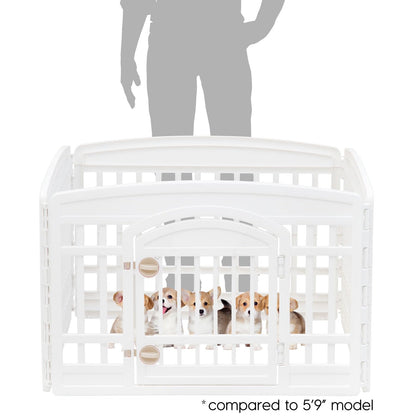 IRIS USA 24" Dog Playpen 4 Panel with Door, Indoor Outdoor Puppy Pen, White