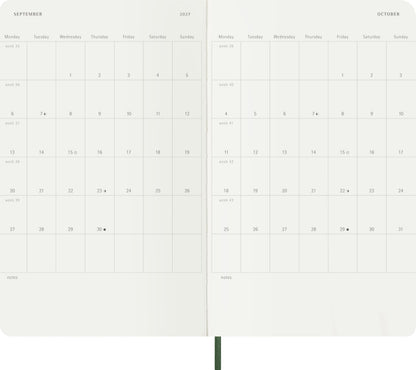Moleskine Classic 18 Month 2026-2027 Weekly Planner, Soft Cover, Large (5" x 8.25"), Myrtle Green, 208 pages
