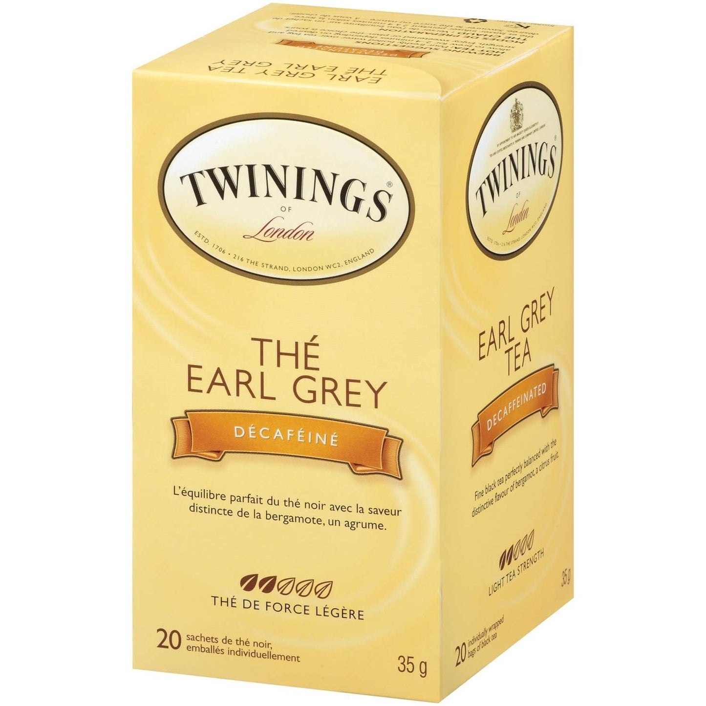 Twinings Decaf Earl Grey Individually Wrapped Teabags, Naturally Caffeine-Free, Black Tea Enhanced with Bergamot Citrus, 20 Count (Pack of 6), Enjoy Hot or Iced