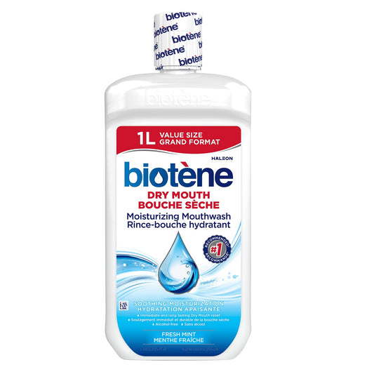 Biotene Dry Mouth Moisturizing Mouthwash Fresh Mint, 1L - Available at All In One Marketplace Canada