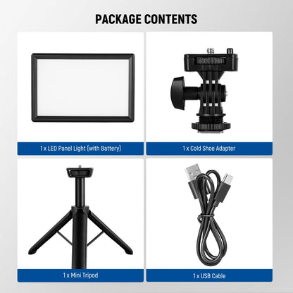 NEEWER NL-116AI 9" LED Video Light Panel, Camera Lighting with Desk Tripod