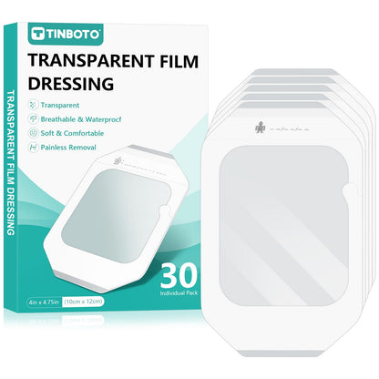 Transparent Film Dressing, 4" x 4.75" (30 Pack), Waterproof Clear Adhesive Bandages for Wound Care, IV Shield & Tattoo Aftercare - Available at All In One Marketplace Canada