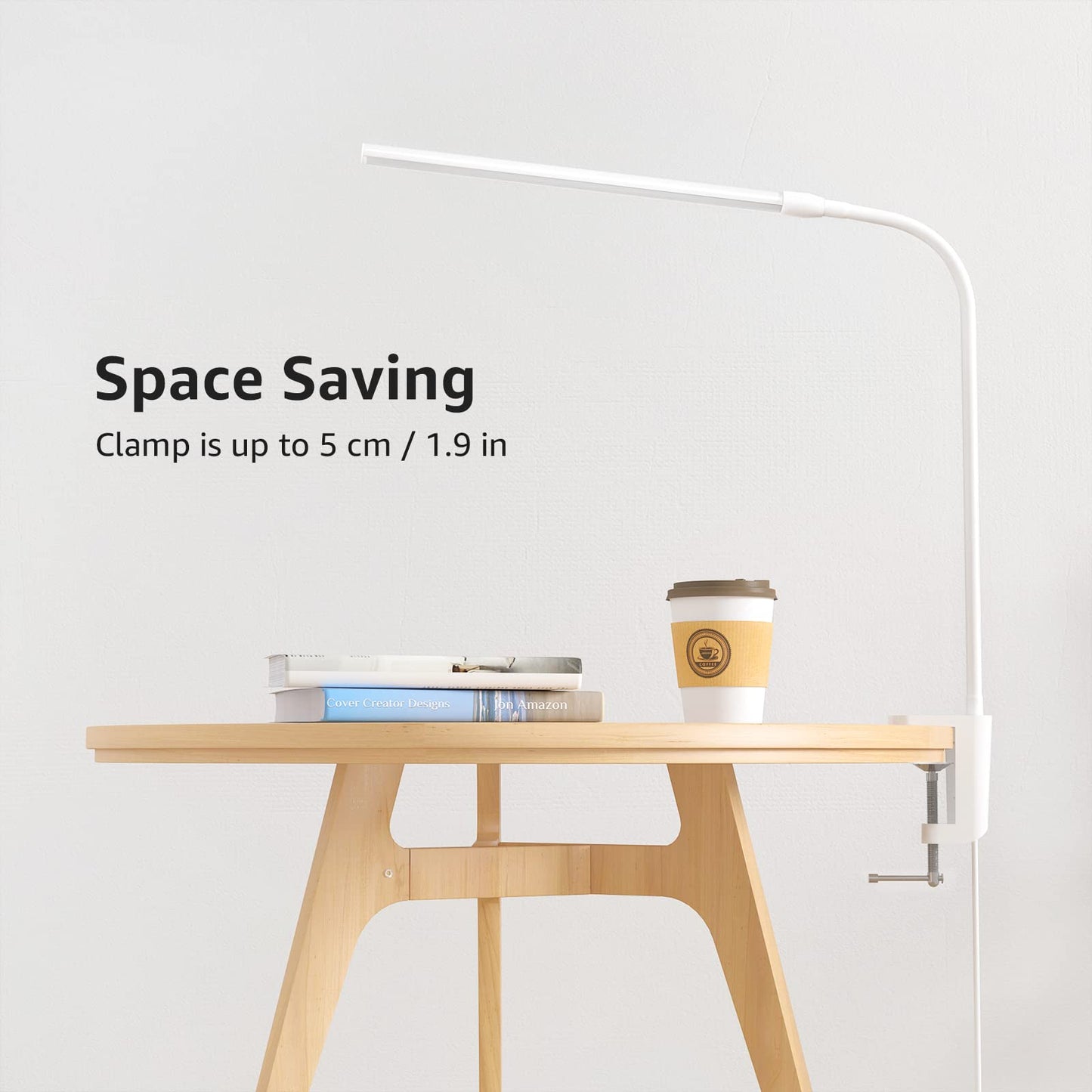 Lepro LED Desk Lamp with Clamp, USB Powered Clip on Light for Reading, 3 Color Modes & 10 Brightness, Eye-Caring Flicker-Free Task Light for Home Office, Bedside, Fits up to 1.97in Thick Desk, White - Available at All In One Marketplace Canada