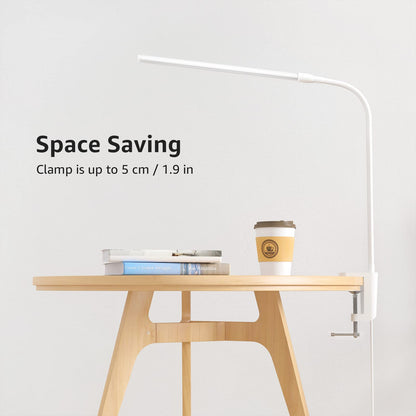 Lepro LED Desk Lamp with Clamp, USB Powered Clip on Light for Reading, 3 Color Modes & 10 Brightness, Eye-Caring Flicker-Free Task Light for Home Office, Bedside, Fits up to 1.97in Thick Desk, White - Available at All In One Marketplace Canada