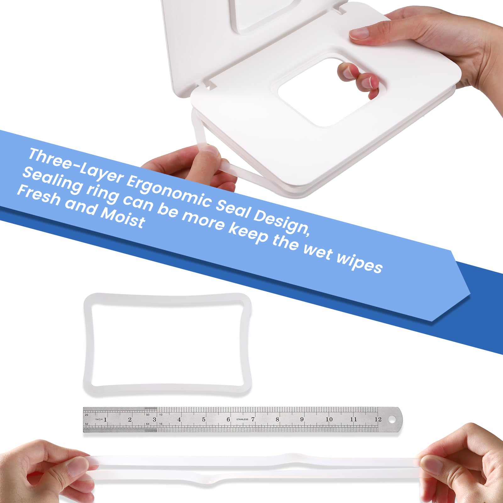Lijroavy Baby Wipes Dispenser, Baby Wipe Holder for Fresh Wipes, Non-Slip Wipes Container, Refillable Baby Wipes Case with Sealing Design Lid (white)