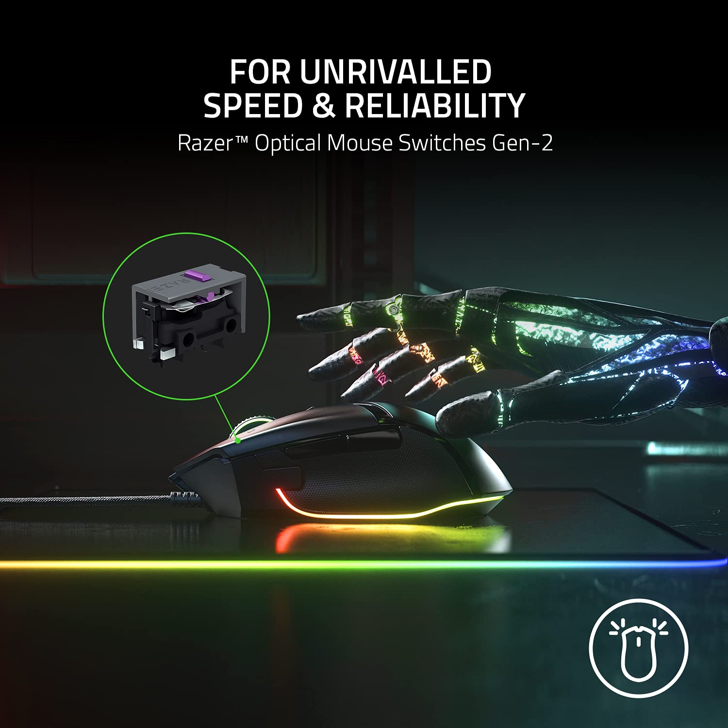 Razer Basilisk V3 Wired Gaming Mouse: HyperScroll Tilt Wheel - 26K DPI Optical Sensor - Gen-3 Optical Switches - 13-Zone Chroma RGB with Underglow - 13 Programmable Controls - Black