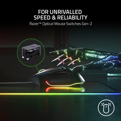 Razer Basilisk V3 Wired Gaming Mouse: HyperScroll Tilt Wheel - 26K DPI Optical Sensor - Gen-3 Optical Switches - 13-Zone Chroma RGB with Underglow - 13 Programmable Controls - Black