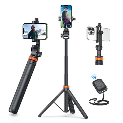EUCOS 62" Phone Tripod, Tripod for iPhone & Selfie Stick with Remote, Extendable Cell Phone Stand & Travel Tripod, Solidest Tripod for Phone Compatible with iPhone/Android - Available at All In One Marketplace Canada