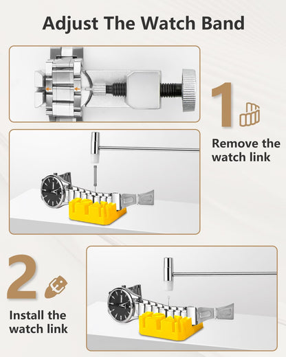 EasyTime Watch Repair Kit, Watch Link Removal Tool, Watch Band Adjustment, Including Watch Back Case Opener, Spring Bar, Operation Manual, Suitable for Battery Replacement and Strap disassemble - Available at All In One Marketplace Canada