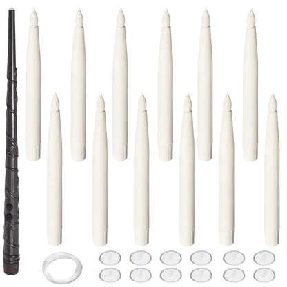 Anxingo 12 Pcs Flameless Floating LED Candles with Wand, Flickering Battery Operated Wizard Hanging Decorative Lighting with Remote Timer for Parties Halloween Christmas 🍁 All In One Marketplace Canada