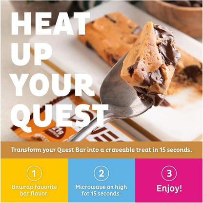 Quest Chocolate Chip Cookie Dough Protein Bar – 21g Protein, 1g Sugar, High Fibre, Keto Friendly – 12 Count