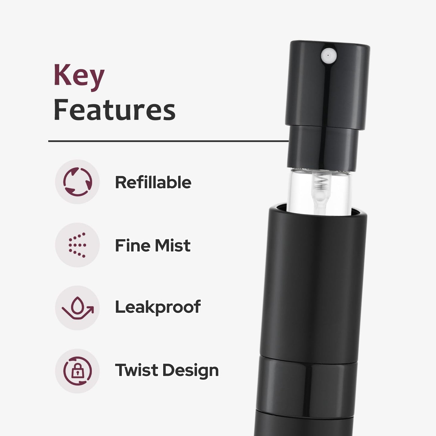 Lisapack Perfume Travel Spray Bottles - 8ml Mini Cologne Refillable Atomizer Decanter for Men - Small Size Travel Essentials Perfume Refill Decant Dispenser for Women Purse Pocket 3PCS Black - Available at All In One Marketplace Canada