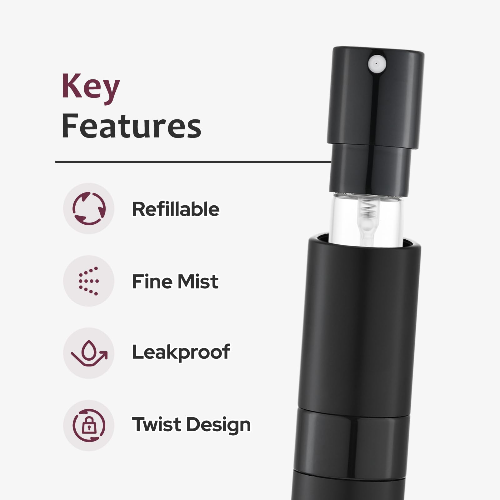 Lisapack Perfume Travel Spray Bottles - 8ml Mini Cologne Refillable Atomizer Decanter for Men - Small Size Travel Essentials Perfume Refill Decant Dispenser for Women Purse Pocket 3PCS Black - Available at All In One Marketplace Canada