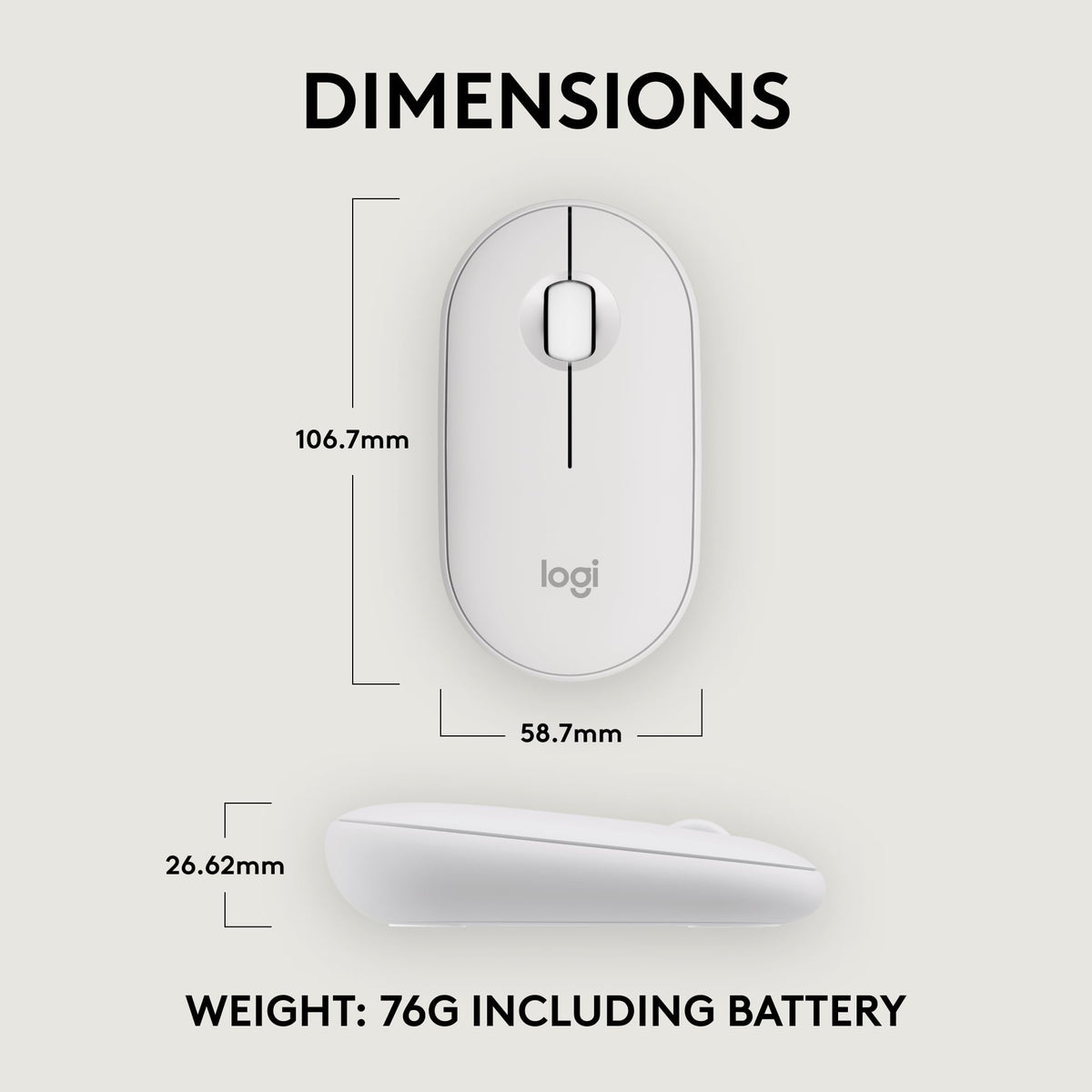 Logitech M350s Pebble 2 Bluetooth Wireless Mouse - Tonal White