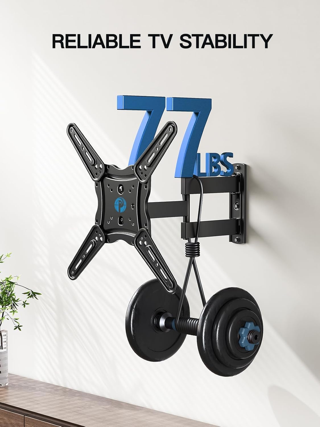 Pipishell Full Motion TV Wall Mount for 26-65 Inch Flat Curved Screen TVs, Max VESA 400x400mm up to 77 lbs, Swivel TV Mount Wall Bracket with Articulating Arms, Tilt, Extension, PIMF7