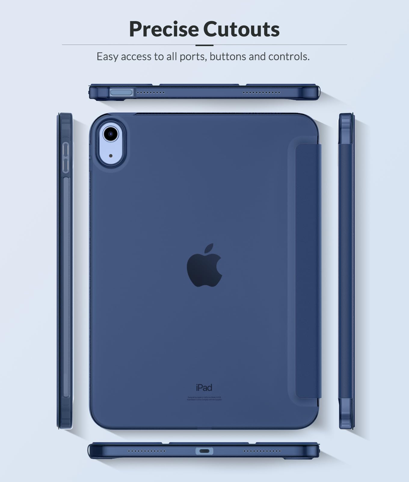 MoKo Case for New iPad (A16) 11th Generation 2025/ 10th Generation 2022, iPad 11 inch/ 10.9 inch Case with Soft TPU Translucent Frosted Back Cover, Auto Wake/Sleep, Support Touch ID,Navy Blue - Available at All In One Marketplace Canada