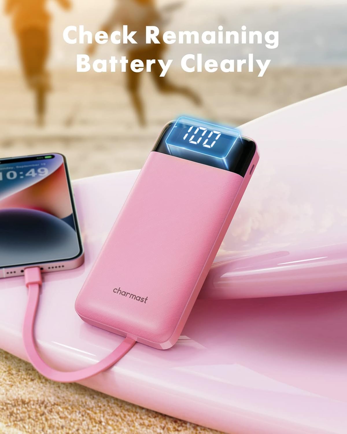 Charmast Portable Charger with Built in Cables, Power Bank with Cords Wires, Slim 10000mAh Travel Battery Pack 6 Outputs 3 Inputs 3A Fast Charging for Samsung Google Pixel LG Moto iPhone iPad - Available at All In One Marketplace Canada