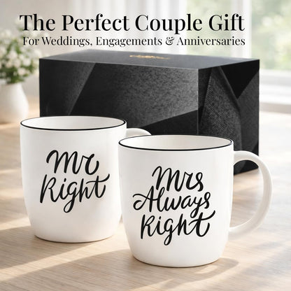 Triple Gifffted Mr Right and Mrs Always Right Coffee Mugs Gift Set, 380 ml 🍁 All In One Marketplace Canada