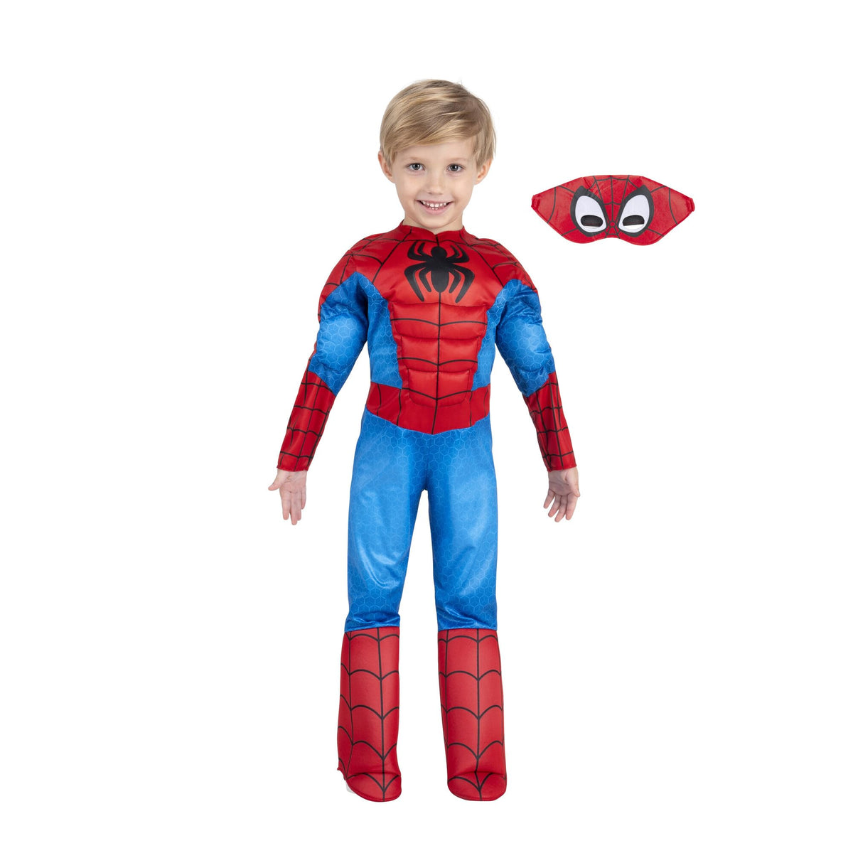 Marvel Spidey Official Toddler Deluxe Halloween Costume - Premium Quality Padded Jumpsuit and Fabric Headpiece (3T-4T)