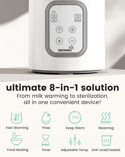 Bottle Warmer, GROWNSY 8-in-1 Fast Baby bottle Warmer with Timer LCD Display Accurate Temperature Control for Breastmilk or Formula - Available at All In One Marketplace Canada