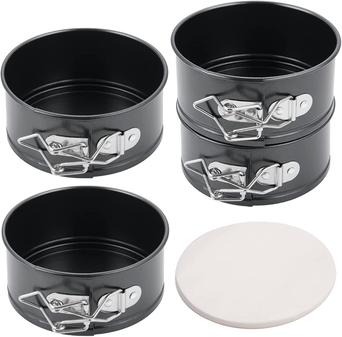 4-Inch Springform Pans Set, 4 Pack Non-Stick Cheesecake Pan, Leakproof Round Cake Pan, Removable Bottom Baking Pans, for Mini Cake, Pizzas and Quiches, Cheesecakes, Include 50 Pcs Cake Paper 🍁 All In One Marketplace Canada