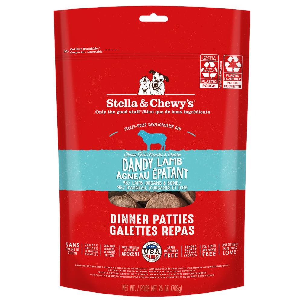 Stella & Chewy’s Freeze Dried Raw Dinner Patties – Grain Free Dog Food, Protein Rich Dandy Lamb Recipe – 708g Bag