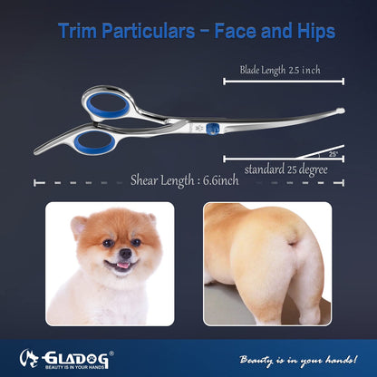 GLADOG Dog Grooming Scissors Kit with Safety Round Tips, Professional 6 in 1 Grooming Scissors for Dogs, Sharp and Durable Dog Shears for Dogs Cats Pets