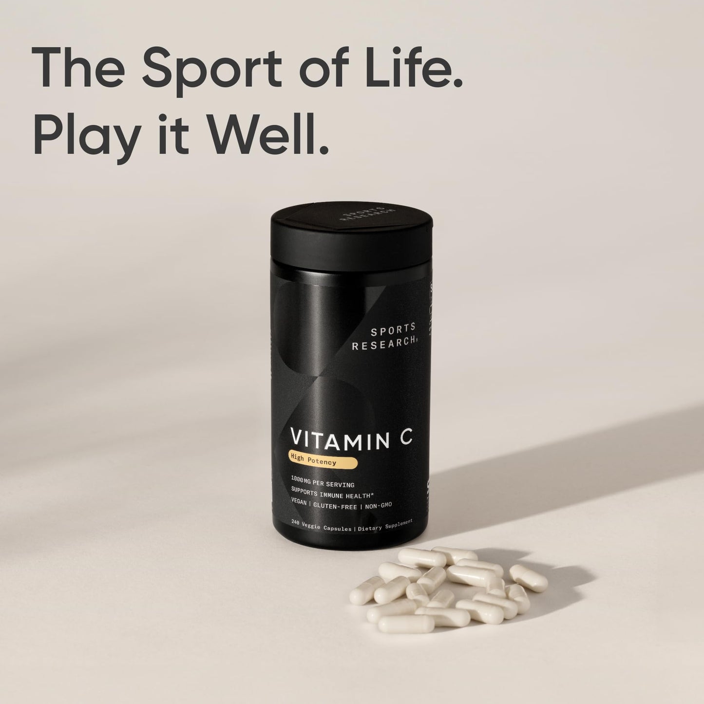 Sports Research® Vitamin C 1000mg - Non-GMO Project Verified Ascorbic Acid Vitamin C Supplement for Immune Support & Antioxidant Protection | Vegan Friendly, 8 Month Supply (240 Count) - Available at All In One Marketplace Canada