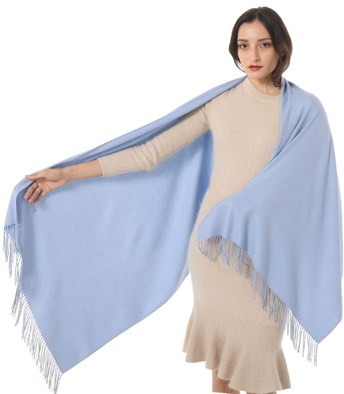 Women's Scarf Pashmina Shawls and Wraps 79x28 Acrylic Blend Blue 🍁 All In One Marketplace Canada