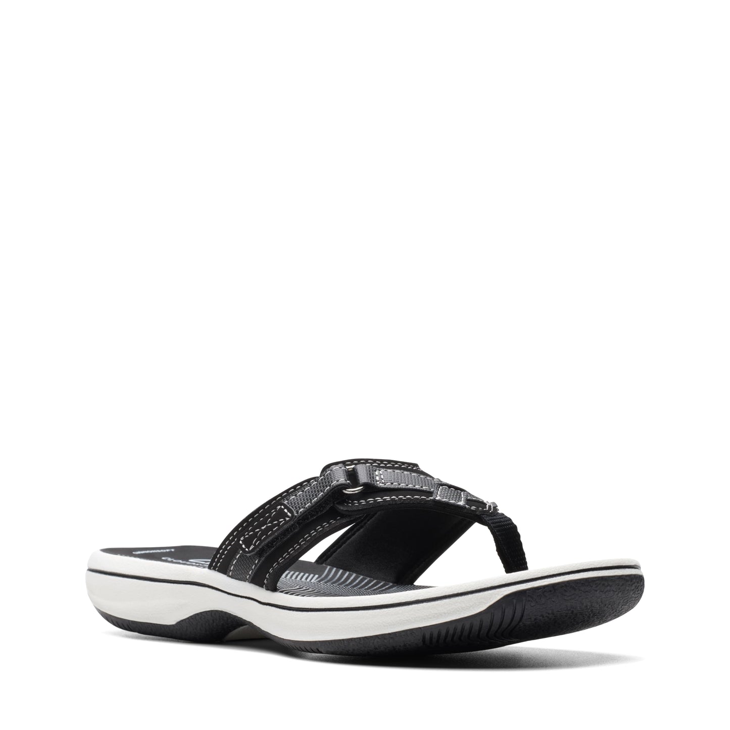 Clarks Cloudsteppers Women's Breeze Sea Flip-Flop, Black Synthetic, 9 Medium US