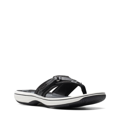 Clarks Cloudsteppers Women's Breeze Sea Flip-Flop, Black Synthetic, 9 Medium US