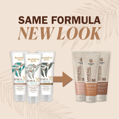 Australian Gold Mineral Face Sunscreen SPF 50 Tinted Fair to Light Fragrance Free BB Cream, 74ml Australian Gold