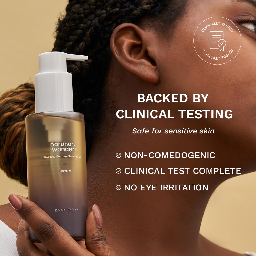 Haruharu Wonder Black Rice Moisture Deep Cleansing Oil 5.1 fl.oz / 150ml | Korean Facial Cleanser, Makeup Remover | Vegan, Cruelty Free | Jojoba Seed Oil, Macadamia Seed Oil - Available at All In One Marketplace Canada
